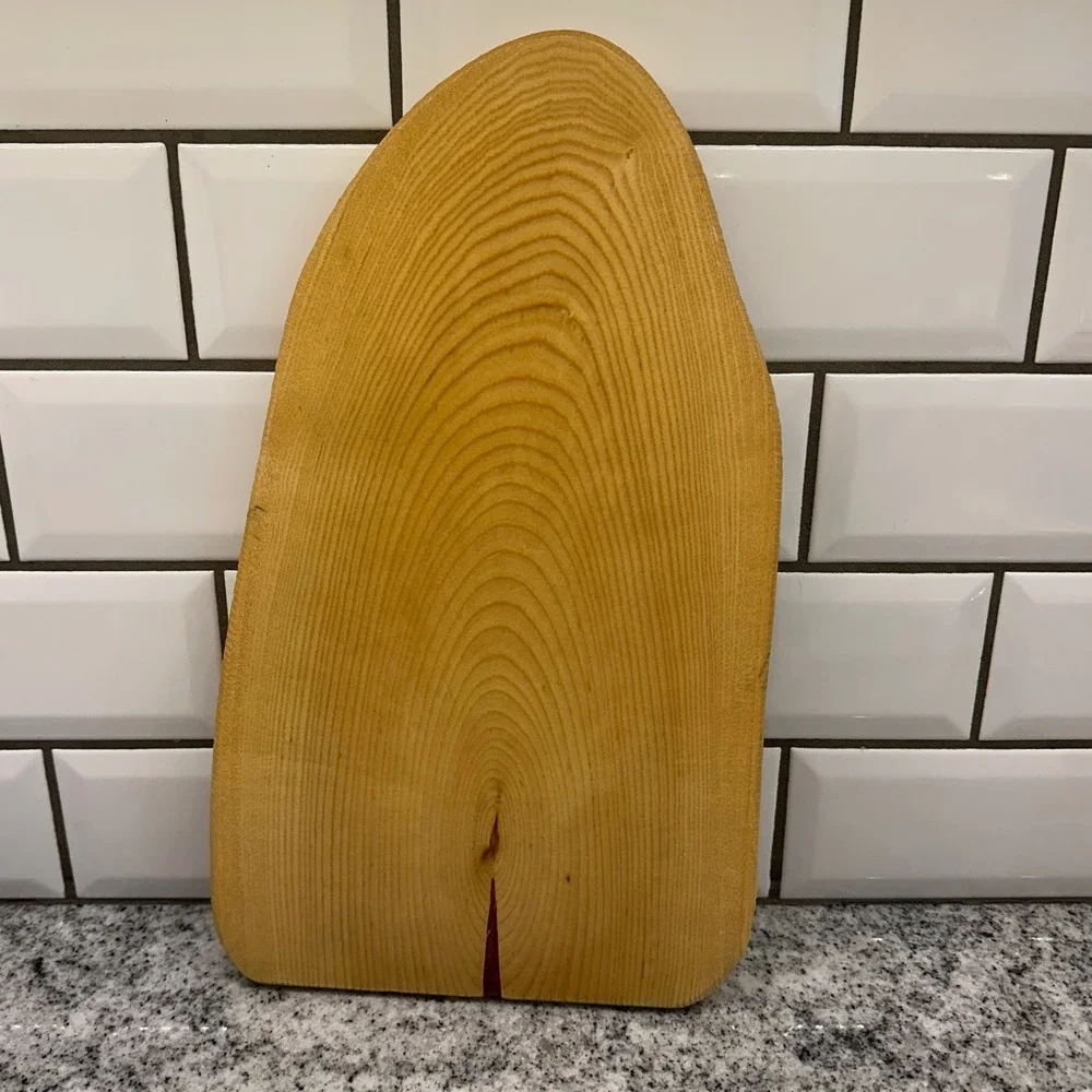 White Mountain Woodworks Live edge Cutting Board Rainbow Resin Leaf Rustic Boho